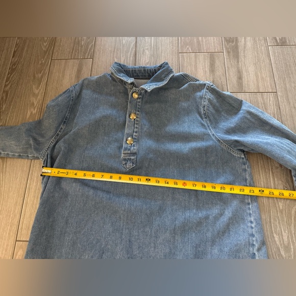 Lane Bryant|Dark Blue Denim Top with boho gold buttons,oversized boyfriend fit• - Picture 11 of 13